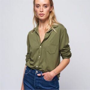 Frank & Eileen Barry Button Down Olive Green Extra Small